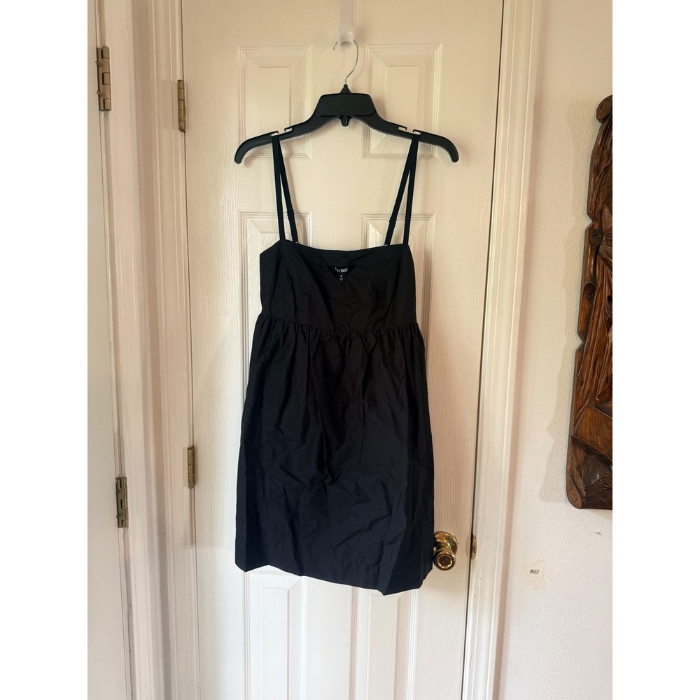 Steve Madden Meadow Poplin Mini Dress Black‎ Square Neck Keyhole Size Small - Picture 3 of 5